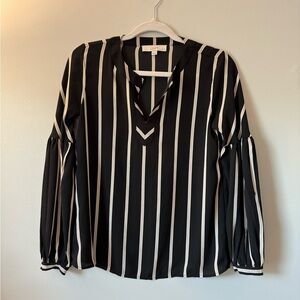 LOFT Black Striped Blouse